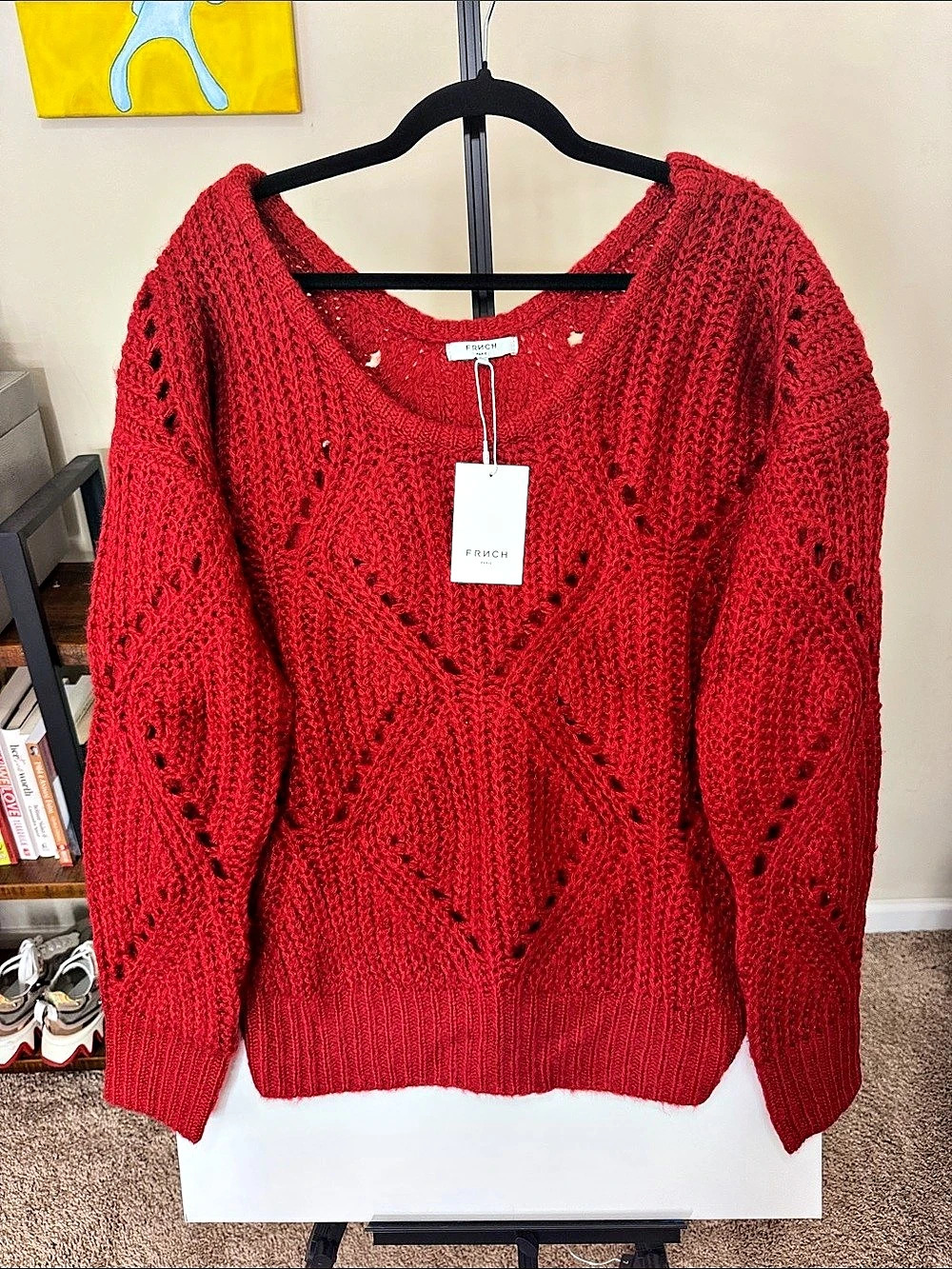FRNCH Paris Red Knit Sweater Size S/M NWT